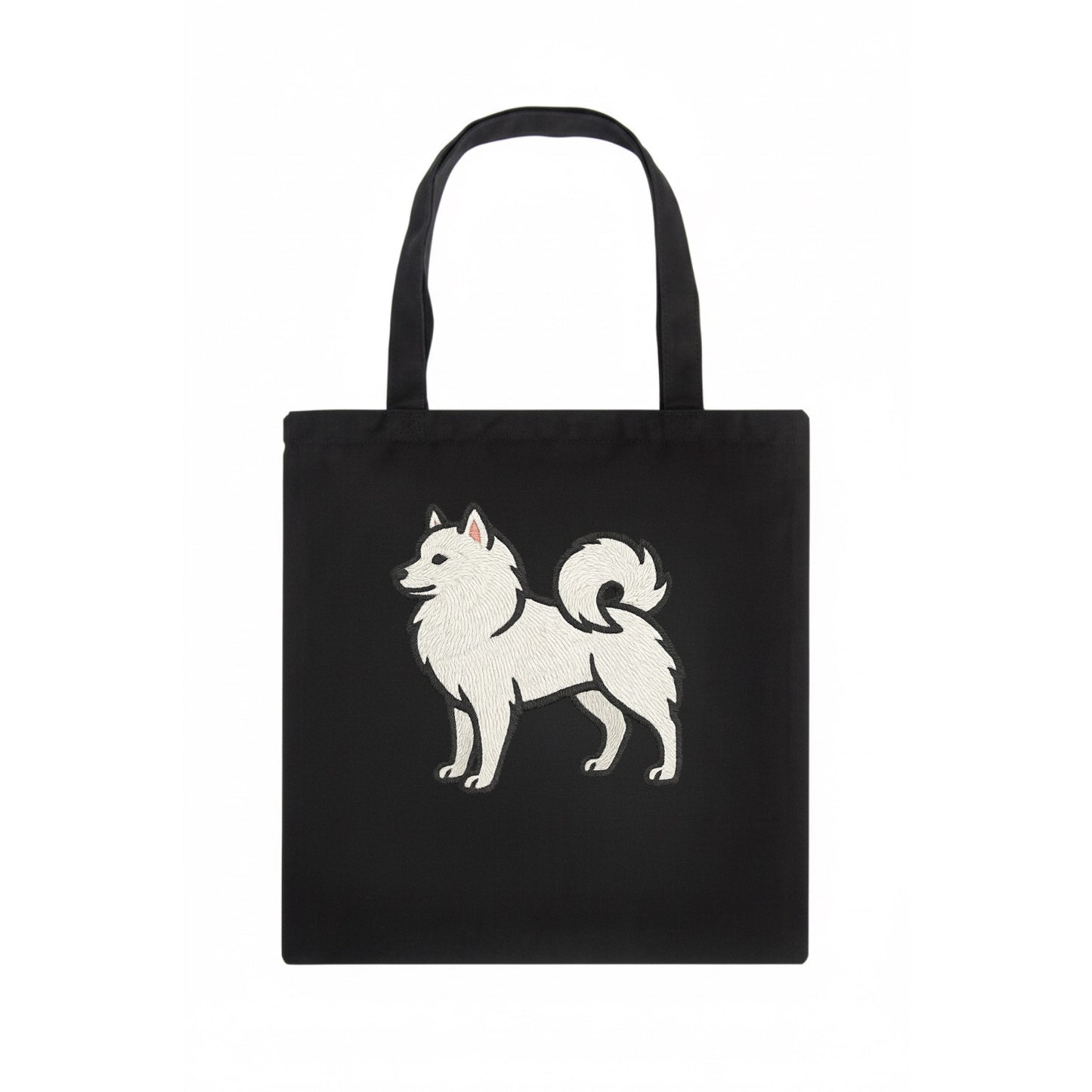 American Eskimo Dog - White spitz embroidered standing design - Tote Bag - dark