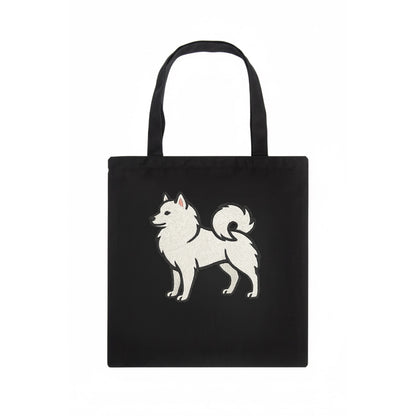 American Eskimo Dog - White spitz embroidered standing design - Tote Bag - dark