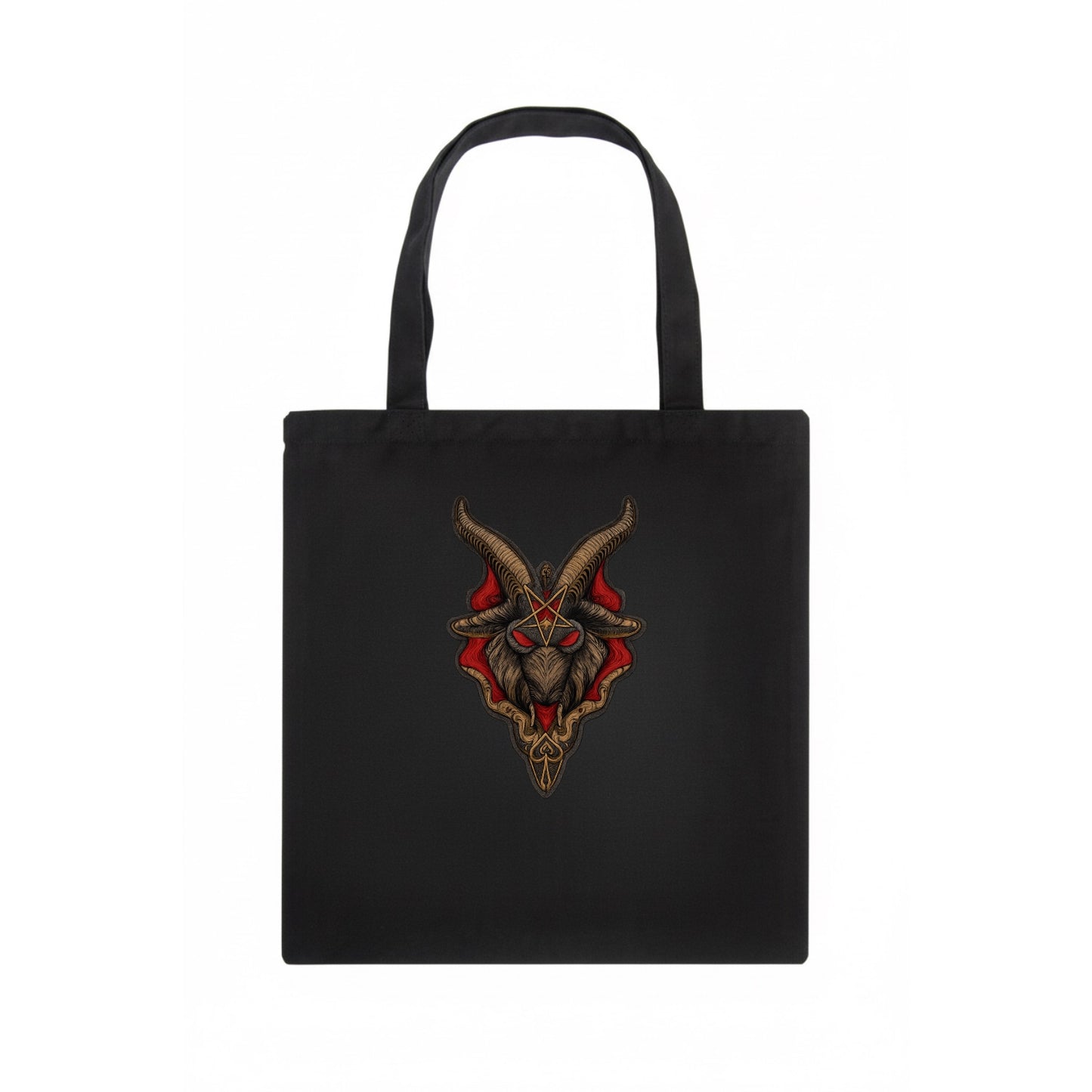 BAPHOMET HEAD - goat head symbol in black and red , occult - Tote Bag - dark
