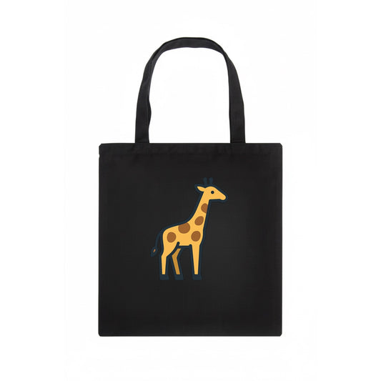 Giraffe - Yellow with brown patches flat side profile - Tote Bag - dark