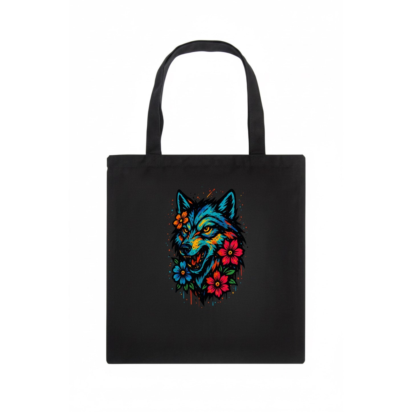 Floral Wolf Garden  - Tote Bag - dark