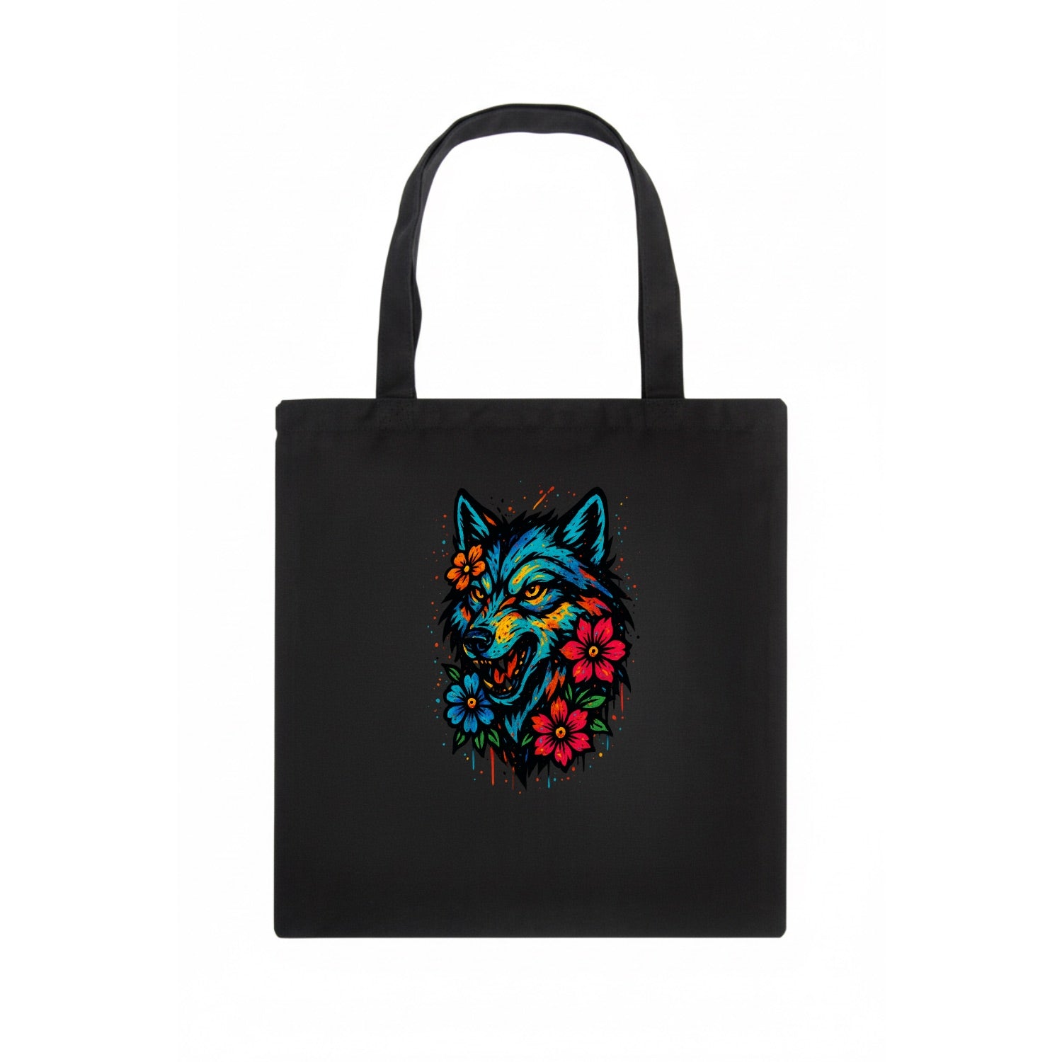 Floral Wolf Garden  - Tote Bag - dark