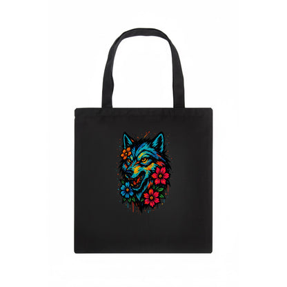 Floral Wolf Garden  - Tote Bag - dark