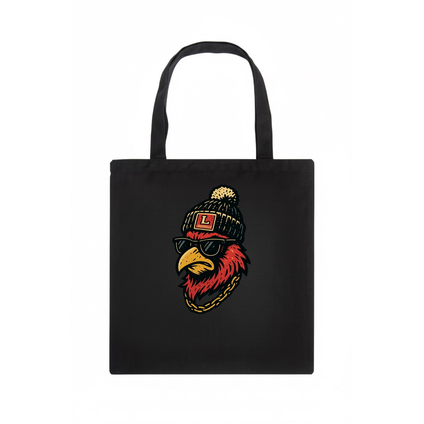 Louisville Cardinal wearing Louisville beanie with L patch - Tote Bag - dark