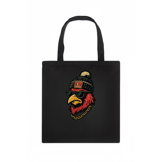 Louisville Cardinal wearing Louisville beanie with L patch - Tote Bag - dark