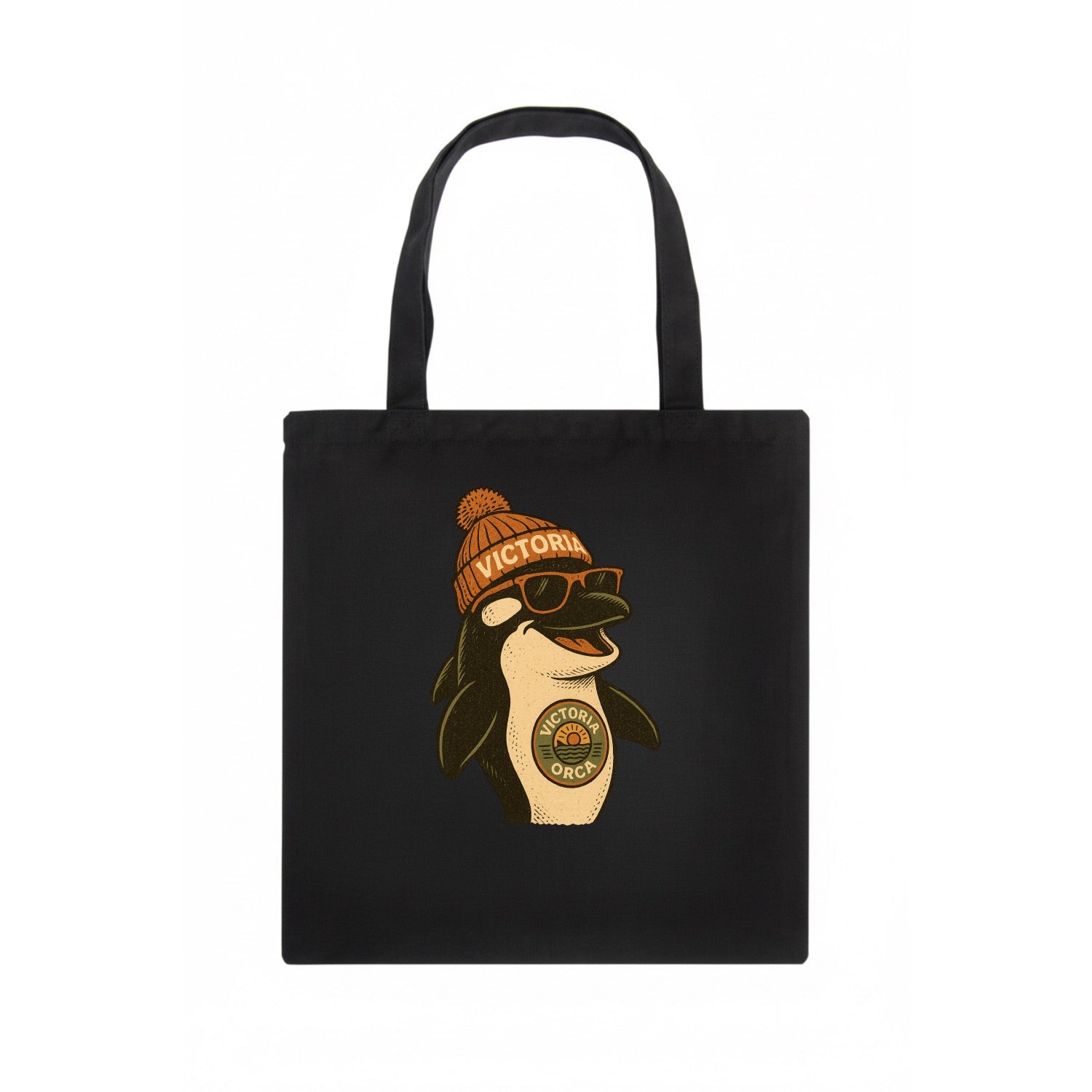 Victoria Orca wearing Victoria beanie wi - Tote Bag - dark