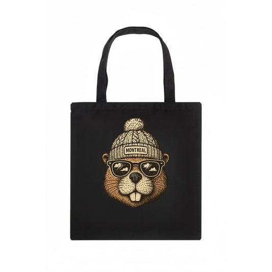 Montreal Beaver wearing Montreal beanie - Tote Bag - dark