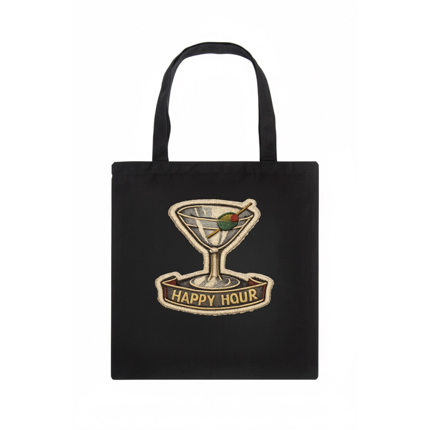 COCKTAIL MARTINI - martini glass with olive in silver and green , happy hour - Tote Bag - dark