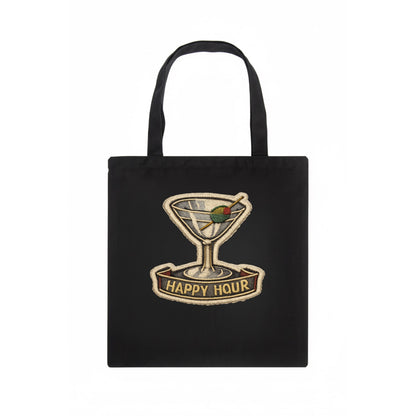COCKTAIL MARTINI - martini glass with olive in silver and green , happy hour - Tote Bag - dark