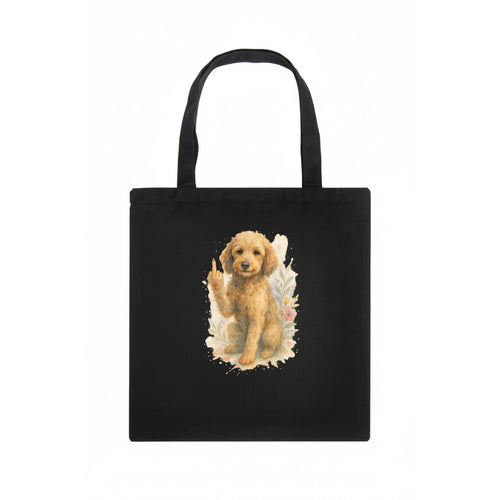 Labradoodle hypoallergenic with wavy coat, intelligent eyes, paw raised - Tote Bag