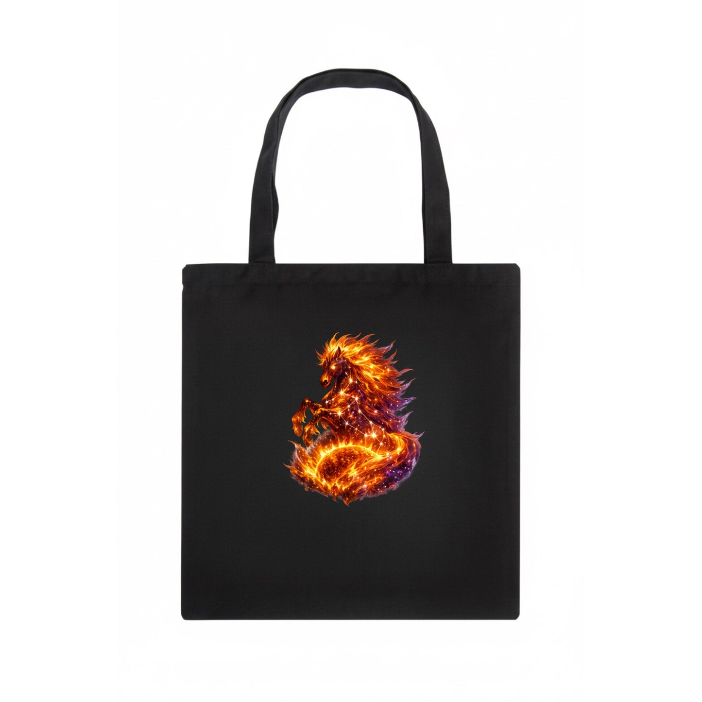 SOLAR FLARE | Horse emerging from the sun | Solar corona mane | Star power | Cosmic fire - Tote Bag - dark