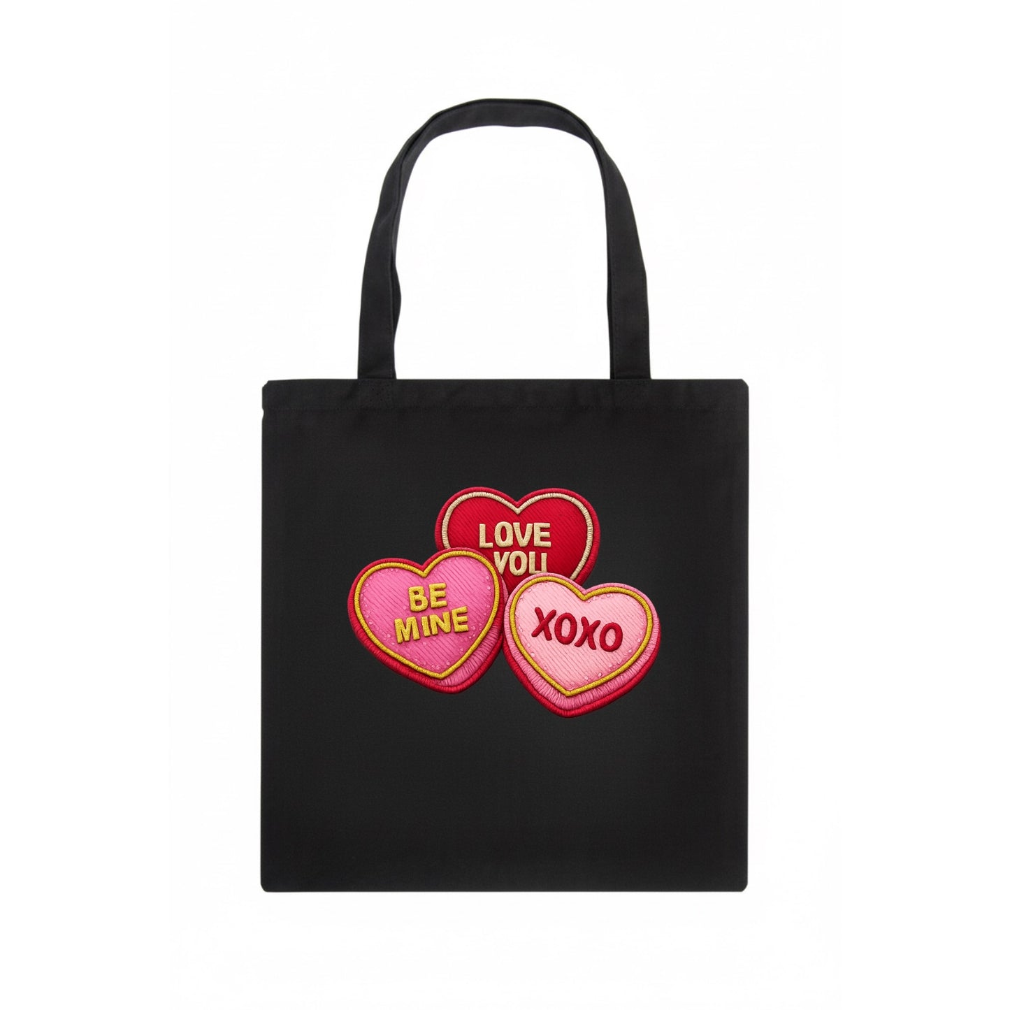 VALENTINES HEARTS - candy hearts in pink and red , love day - Tote Bag - dark