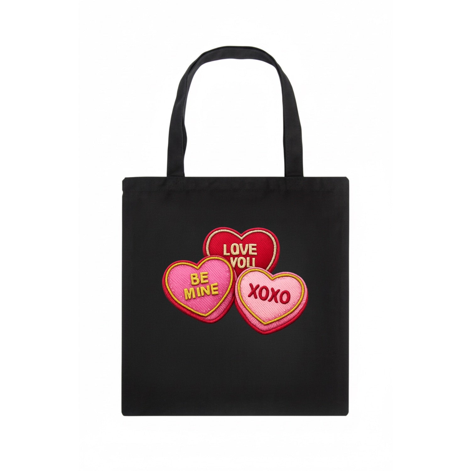 VALENTINES HEARTS - candy hearts in pink and red , love day - Tote Bag - dark