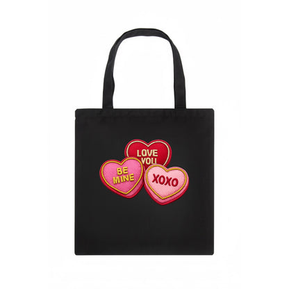 VALENTINES HEARTS - candy hearts in pink and red , love day - Tote Bag - dark