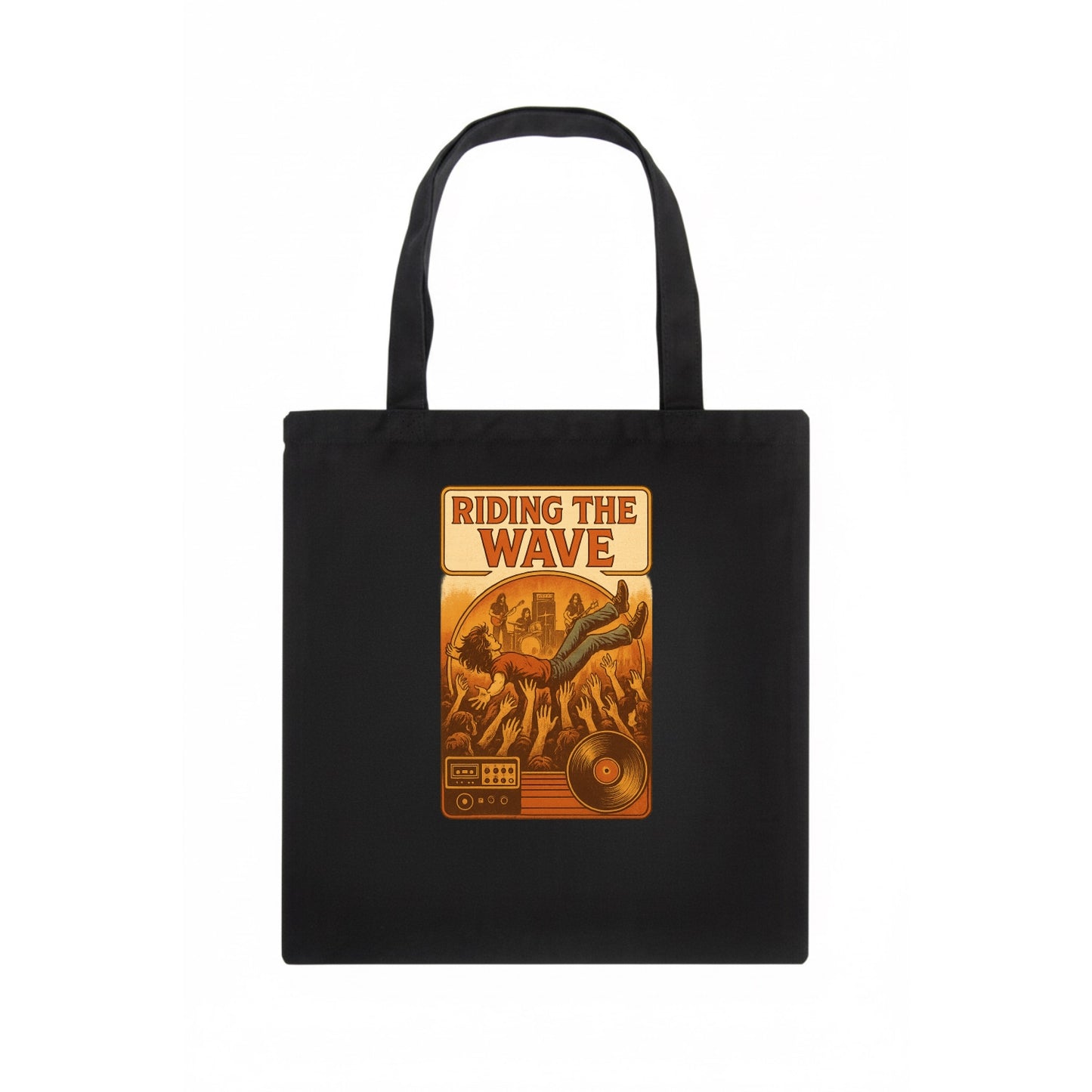 Crowd surfing at packed concert - "Riding the Wave" - concert energy - Tote Bag - dark