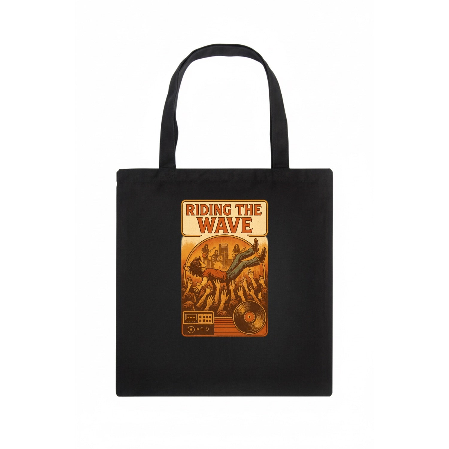 Crowd surfing at packed concert - "Riding the Wave" - concert energy - Tote Bag - dark