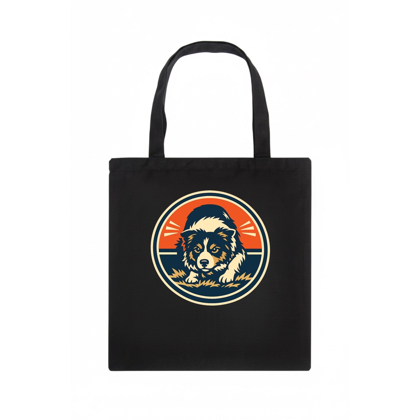 Focused Border Collie Emblem - Tote Bag - dark
