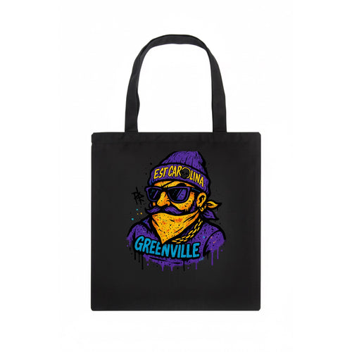 Greenville Pirate wearing East Carolina beanie with skull patch - Tote Bag