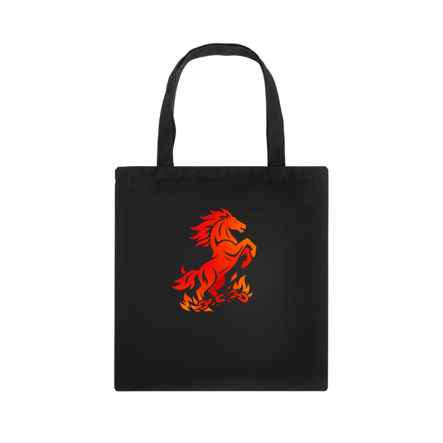 FREEDOM FLAMES | Wild horse breaking fire chains | Liberation | Barriers burned | - Tote Bag - dark