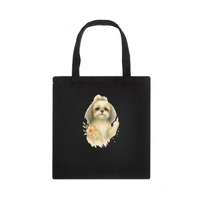 Shih Tzu with long flowing silky hair, tiny paw showing attitude - Tote Bag - dark