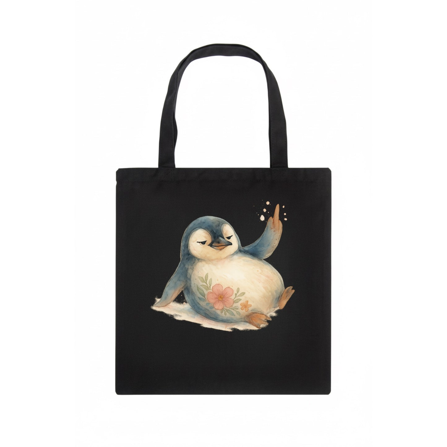 chubby penguin sliding on belly, one flipper up giving attitude - Tote Bag - dark