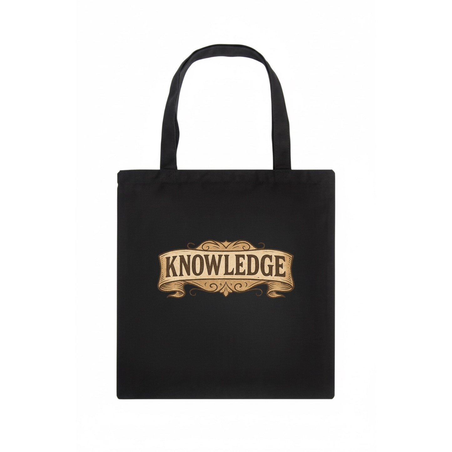 Bold typography design - "KNOWLEDGE" - learning, understanding - Tote Bag - dark