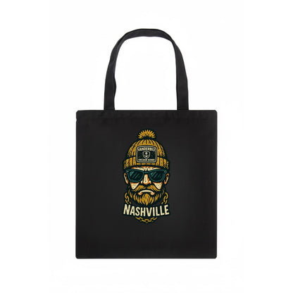 Nashville Commodore wearing Vanderbilt beanie with anchor patch - Tote Bag - dark