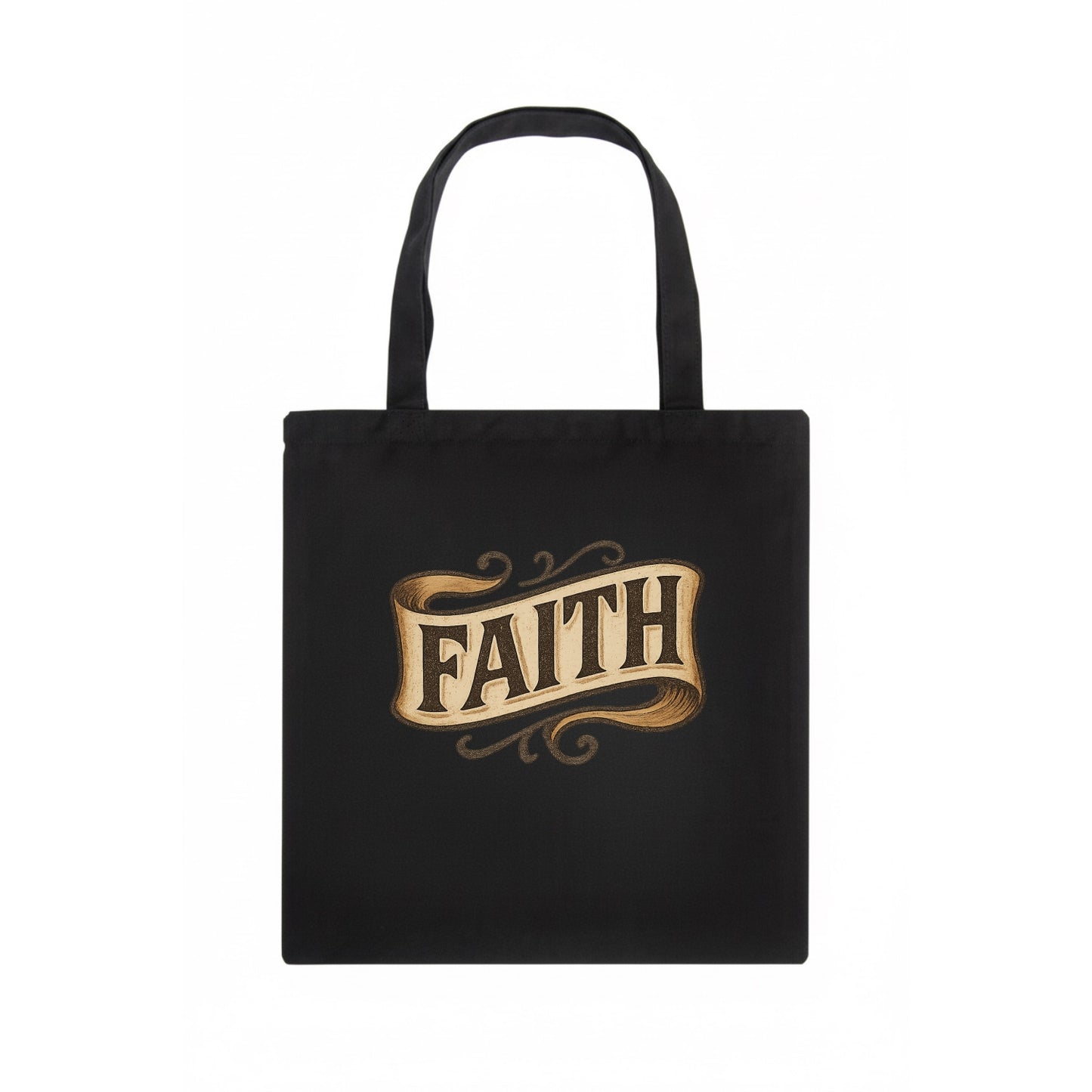 Bold typography design - "FAITH" - trust in the unseen, spiritual strength - Tote Bag - dark