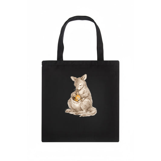 MOTHER'S POUCH | Kangaroo maternal embrace | Joey safe inside | Protective love | - Tote Bag - dark