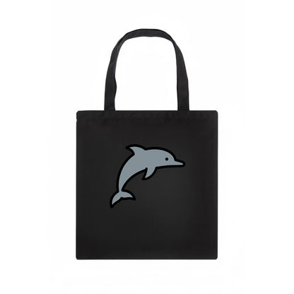 Bottlenose Dolphin - Gray jumping pose flat side profile - Tote Bag - dark