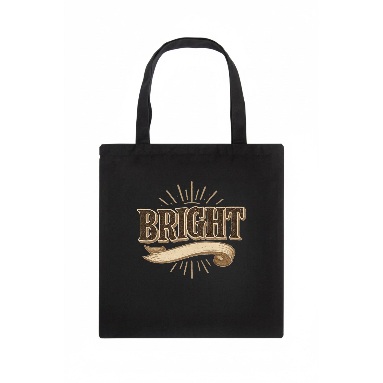 Bold typography design - "BRIGHT" - intelligent, shining - Tote Bag - dark