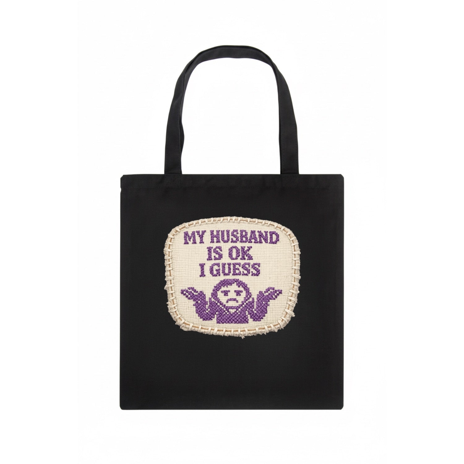 MY HUSBAND IS OK I GUESS - purple ok shrug - purple - mediocre husband - Tote Bag - dark