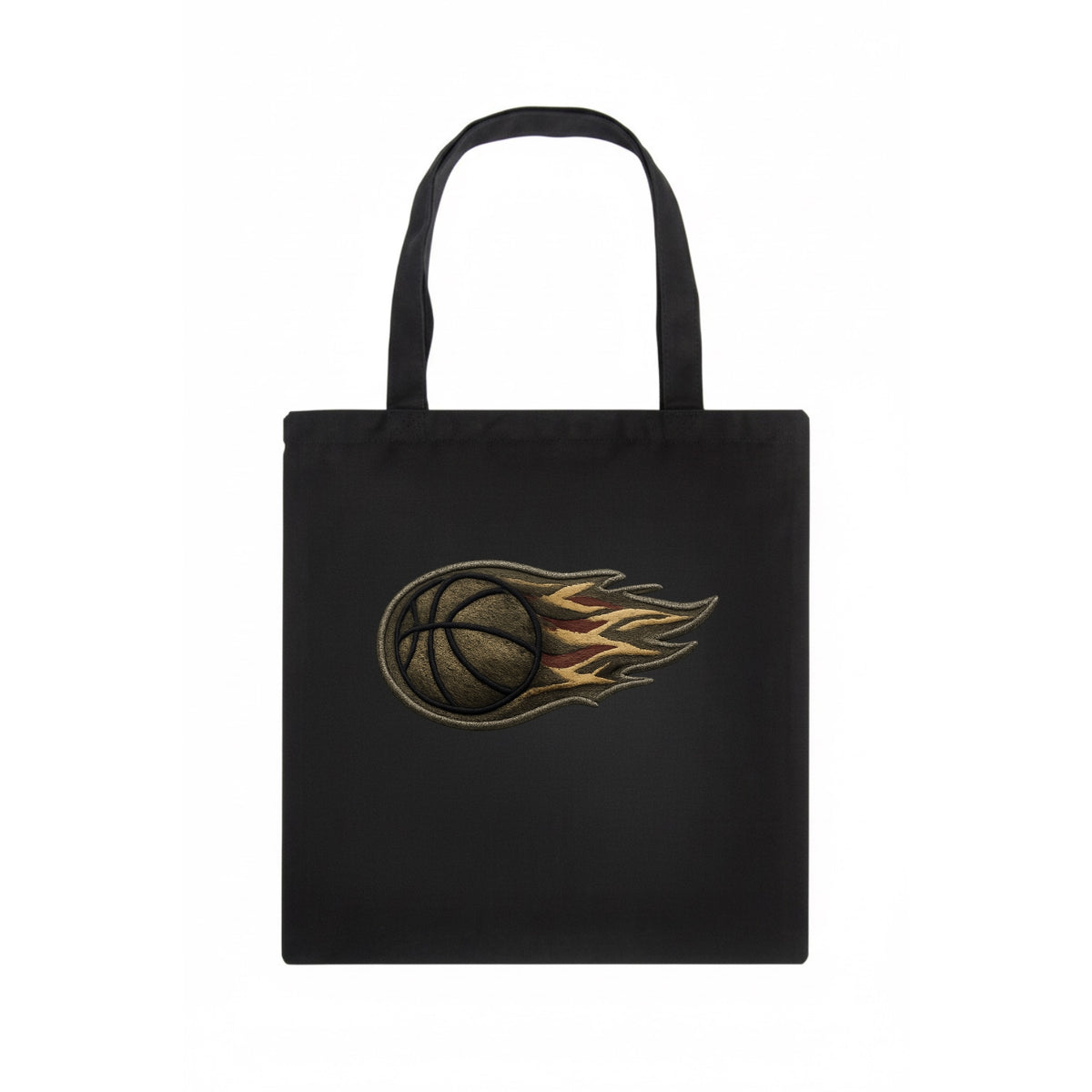 BASKETBALL FLAMING BALL - basketball with flames in orange and red , dynamic action - Tote Bag - dark