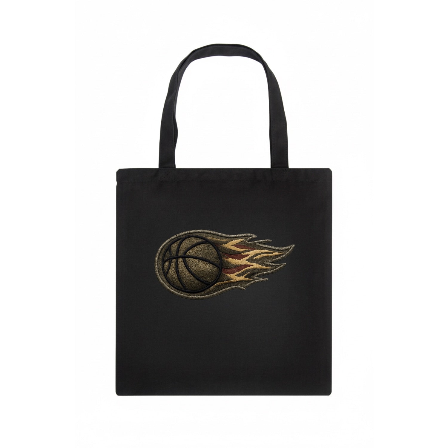 BASKETBALL FLAMING BALL - basketball with flames in orange and red , dynamic action - Tote Bag - dark