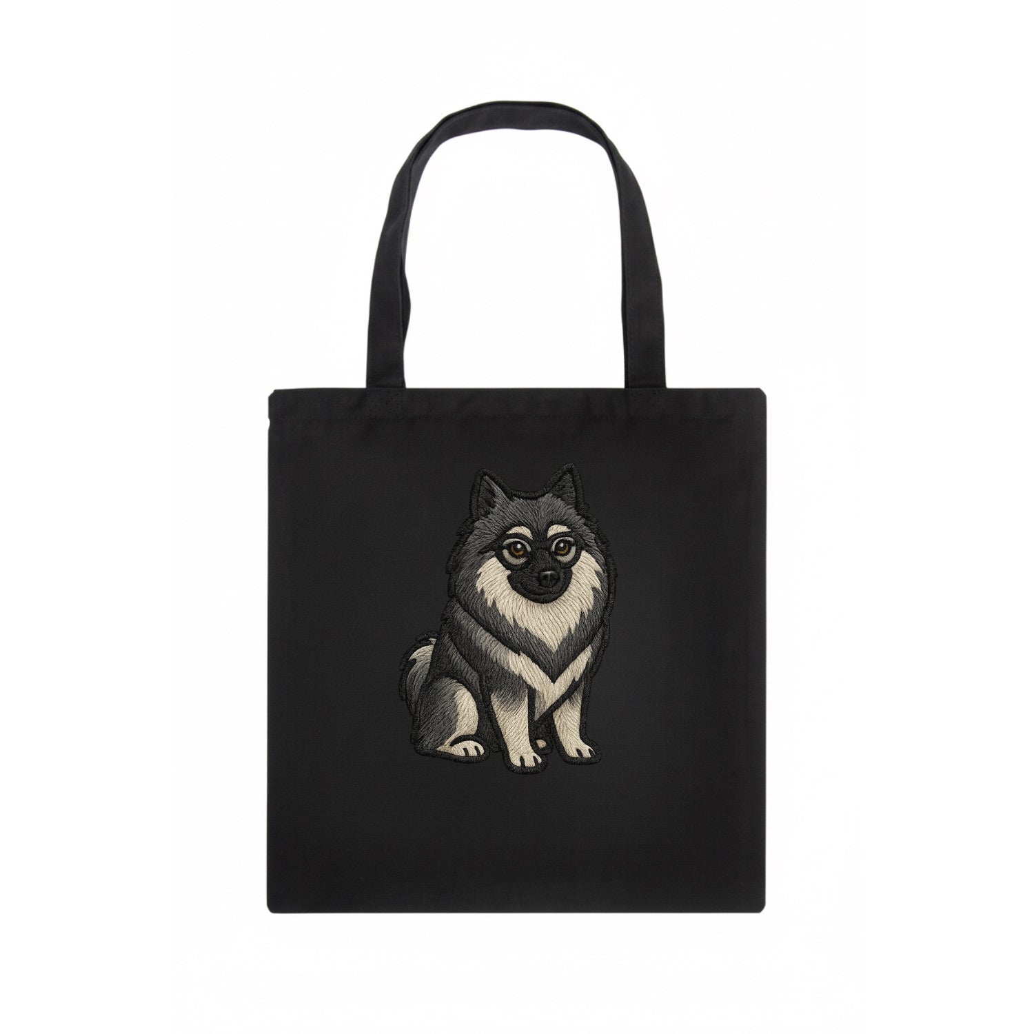 Keeshond - Gray and black spectacles embroidered design - Tote Bag - dark