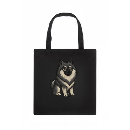 Keeshond - Gray and black spectacles embroidered design - Tote Bag - dark