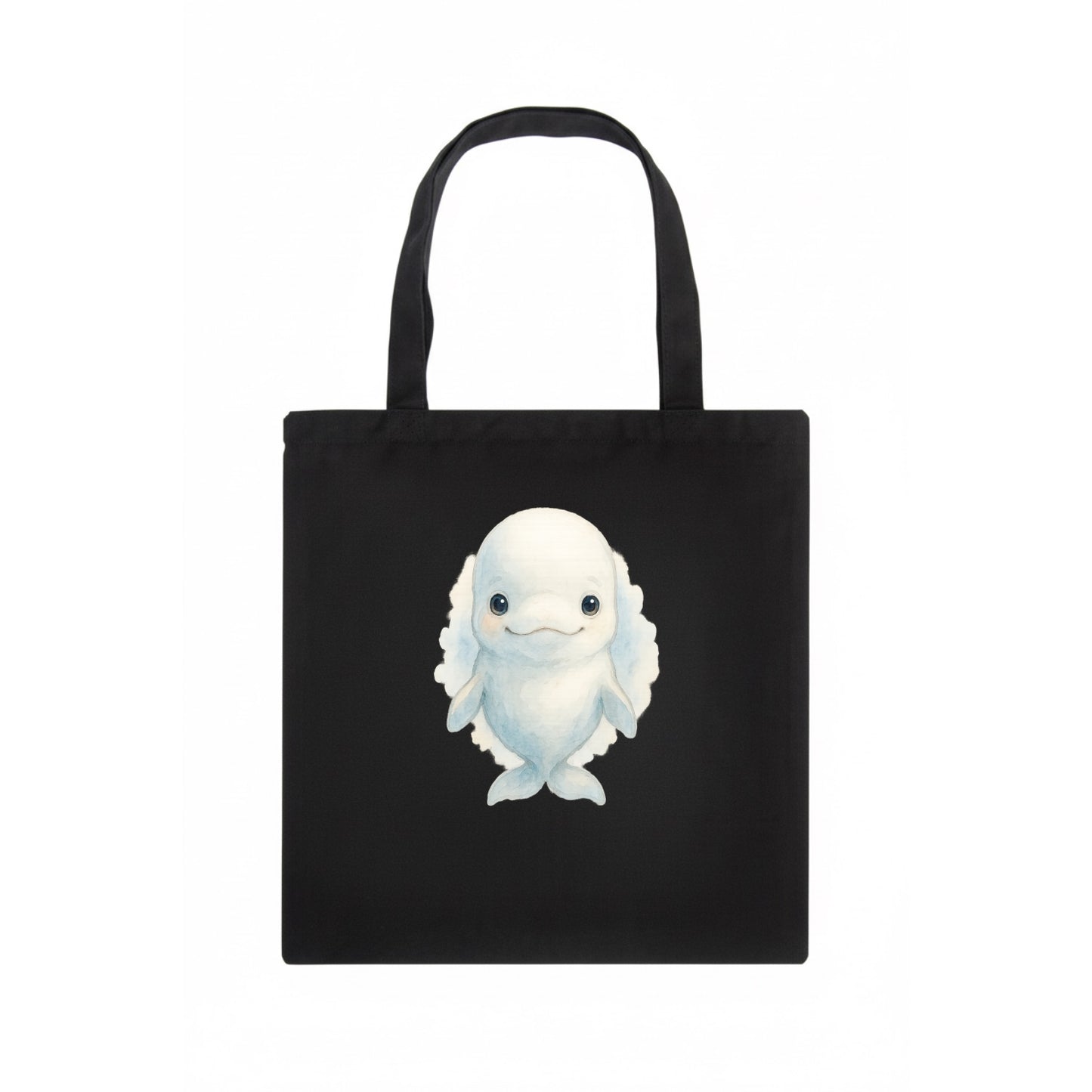 Baby Beluga Whale - pure white, rounded forehead, small eyes with big personality, - Tote Bag - dark