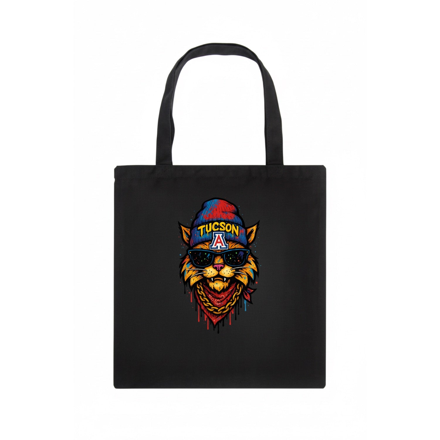 Tucson Wildcat wearing Arizona beanie with A patch - Tote Bag - dark