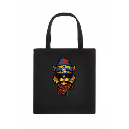 Tucson Wildcat wearing Arizona beanie with A patch - Tote Bag - dark