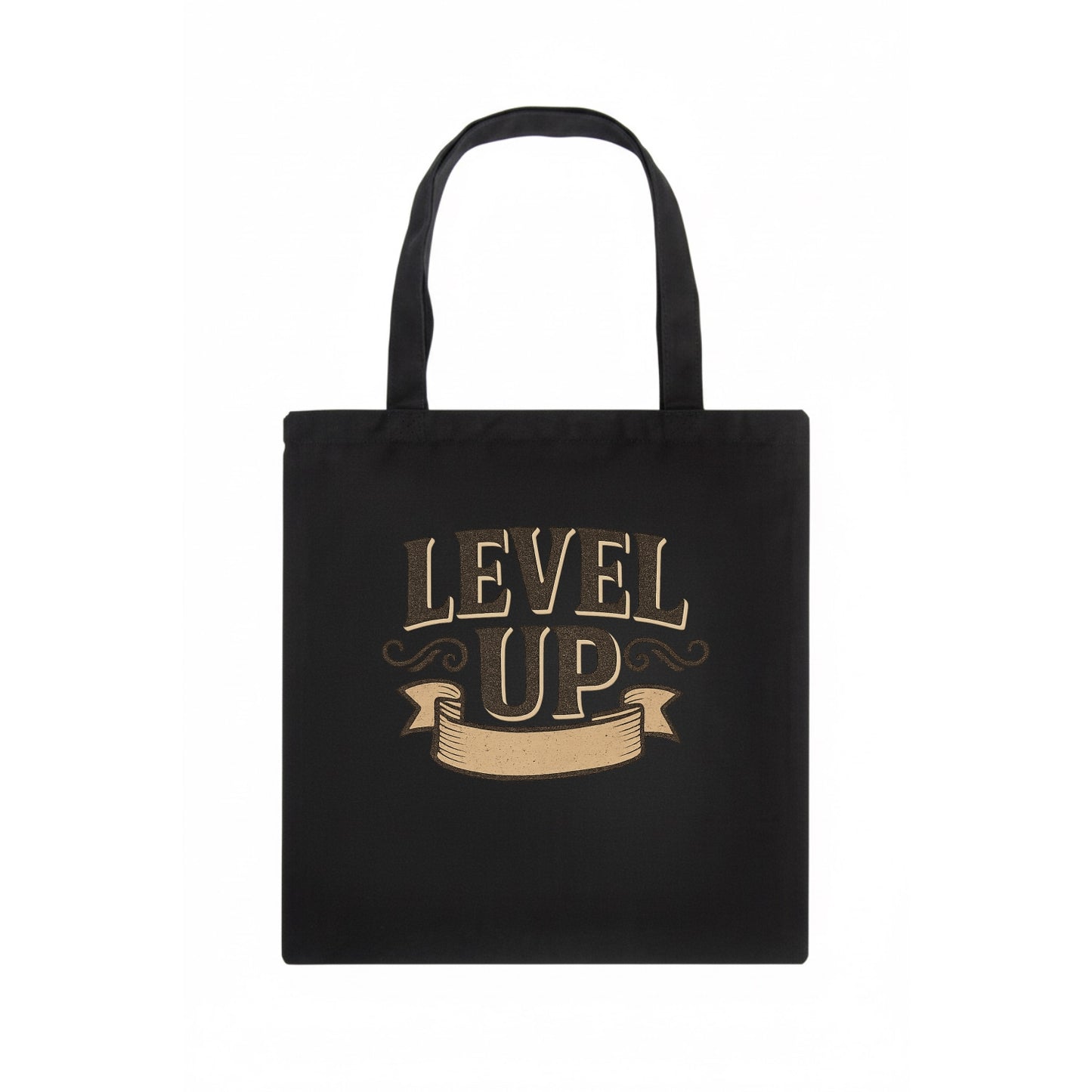 Bold typography design - "LEVEL UP" - improving, advancing, growing - Tote Bag - dark