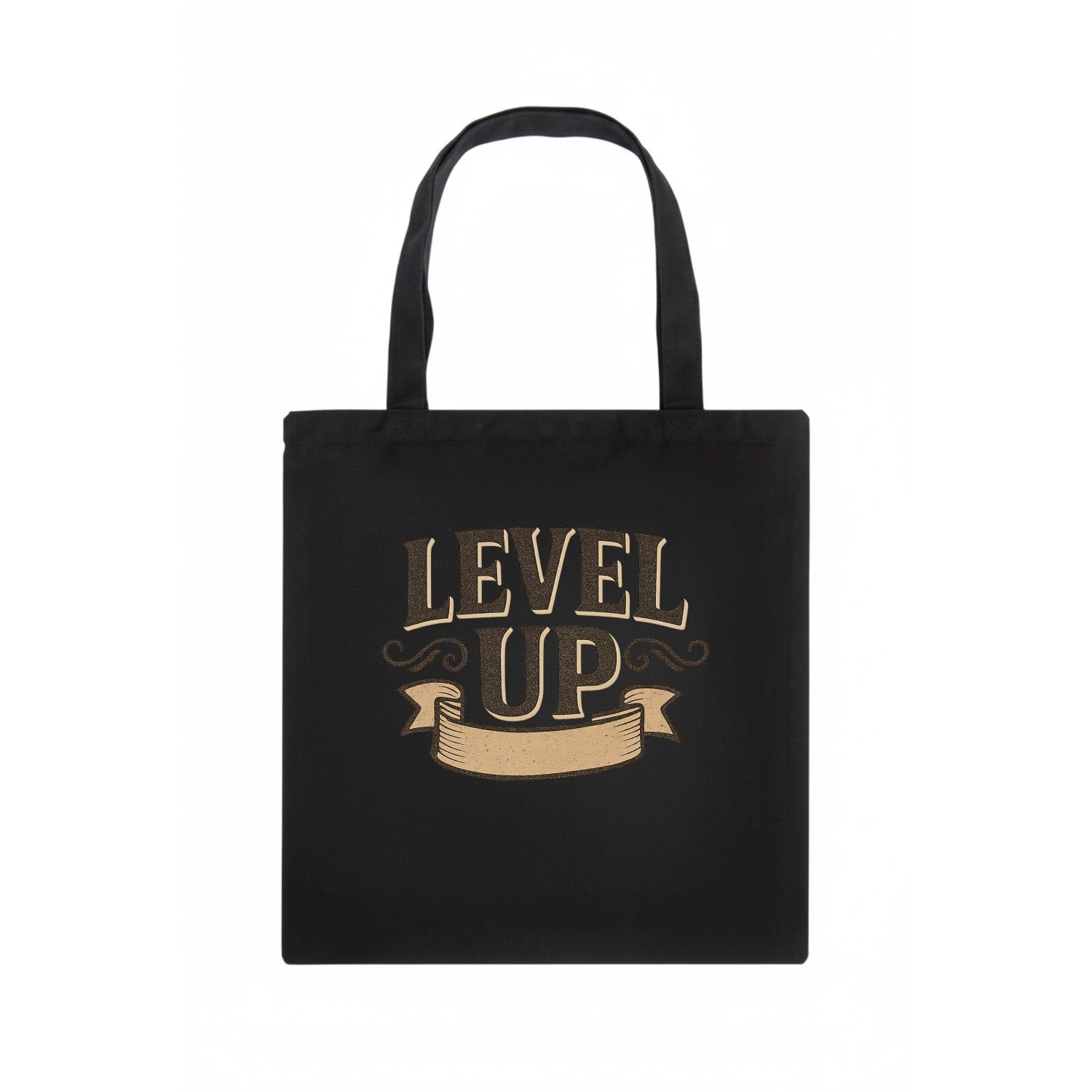 Bold typography design - "LEVEL UP" - improving, advancing, growing - Tote Bag - dark
