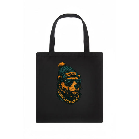 Calgary Grizzly Bear wearing Calgary bea - Tote Bag - dark
