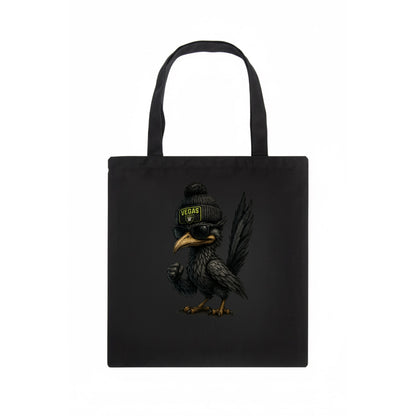 Vegas Roadrunner wearing Raiders beanie with neon patch and wayfarer sunglasses - Tote Bag - dark