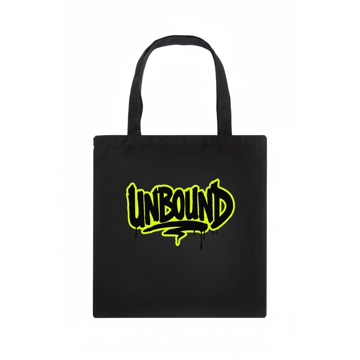 Bold typography design - "UNBOUND" - without limits, free from constraints - Tote Bag - dark