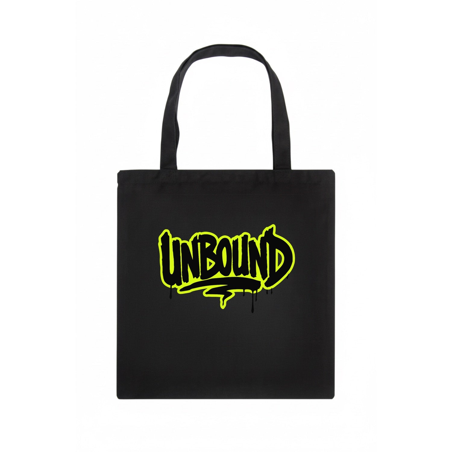 Bold typography design - "UNBOUND" - without limits, free from constraints - Tote Bag - dark