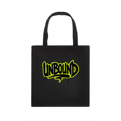 Bold typography design - "UNBOUND" - without limits, free from constraints - Tote Bag - dark