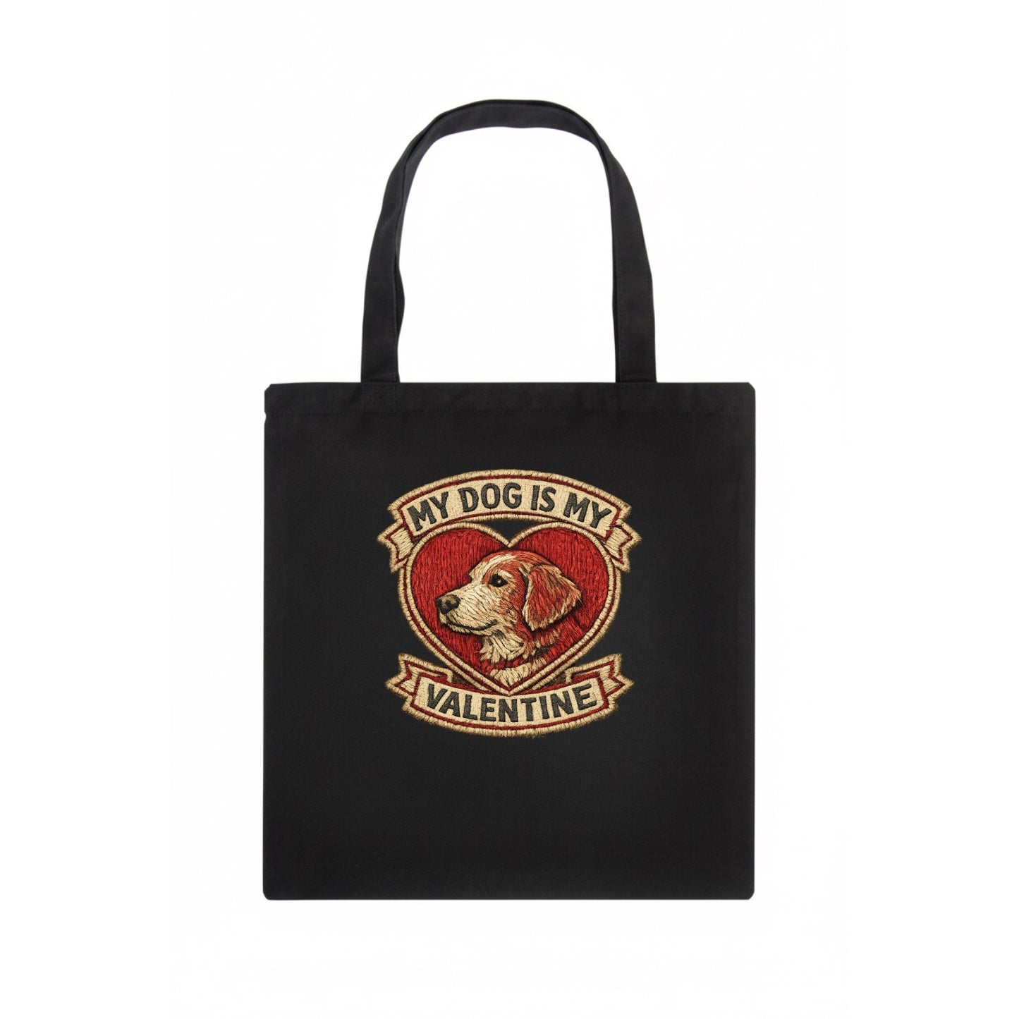 MY DOG IS MY VALENTINE - heart with dog in red , single pet owner - Tote Bag - dark