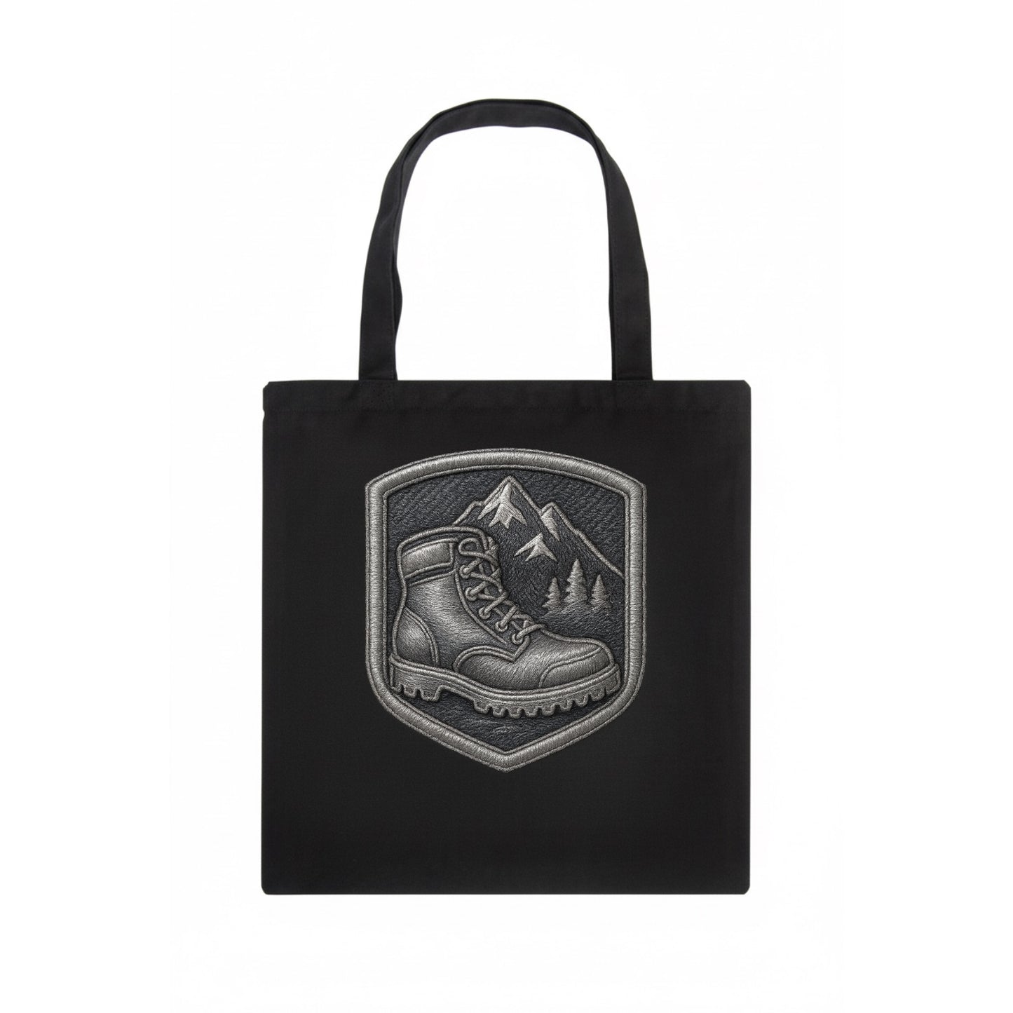 Hiking boots with mountain peak - hiker pride - Tote Bag - dark