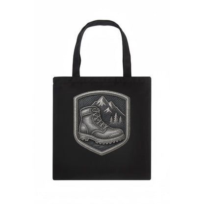 Hiking boots with mountain peak - hiker pride - Tote Bag - dark