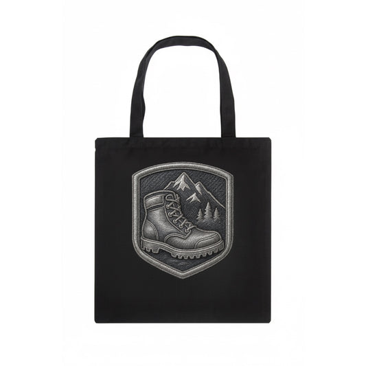 Hiking boots with mountain peak - hiker pride - Tote Bag - dark